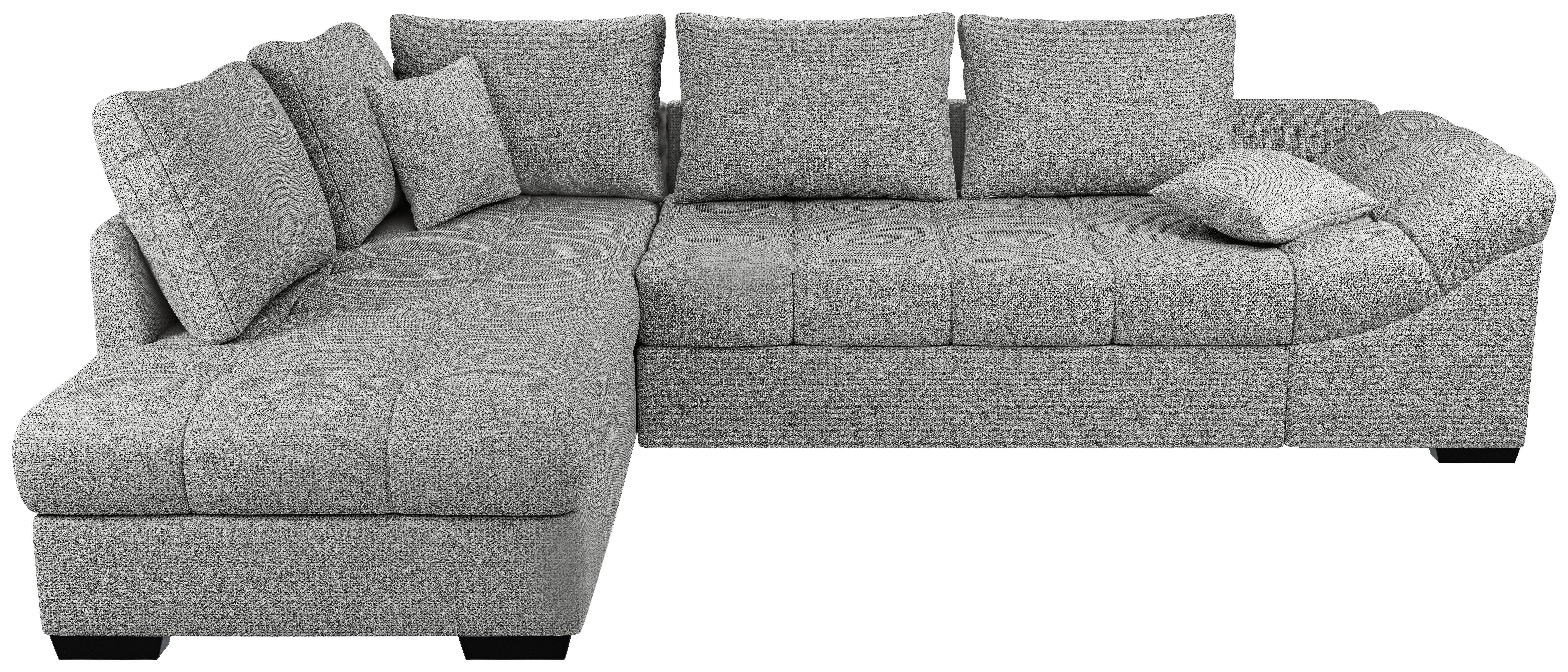 Eckschlafsofa Alvito Silberfarben S: 202x298 Cm - Silberfarben/Schwarz, MODERN, Textil (202/298cm) - MID.YOU