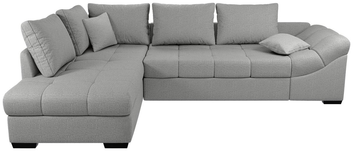 Eckschlafsofa Alvito Silberfarben S: 202x298 Cm - Silberfarben/Schwarz, MODERN, Textil (202/298cm) - MID.YOU