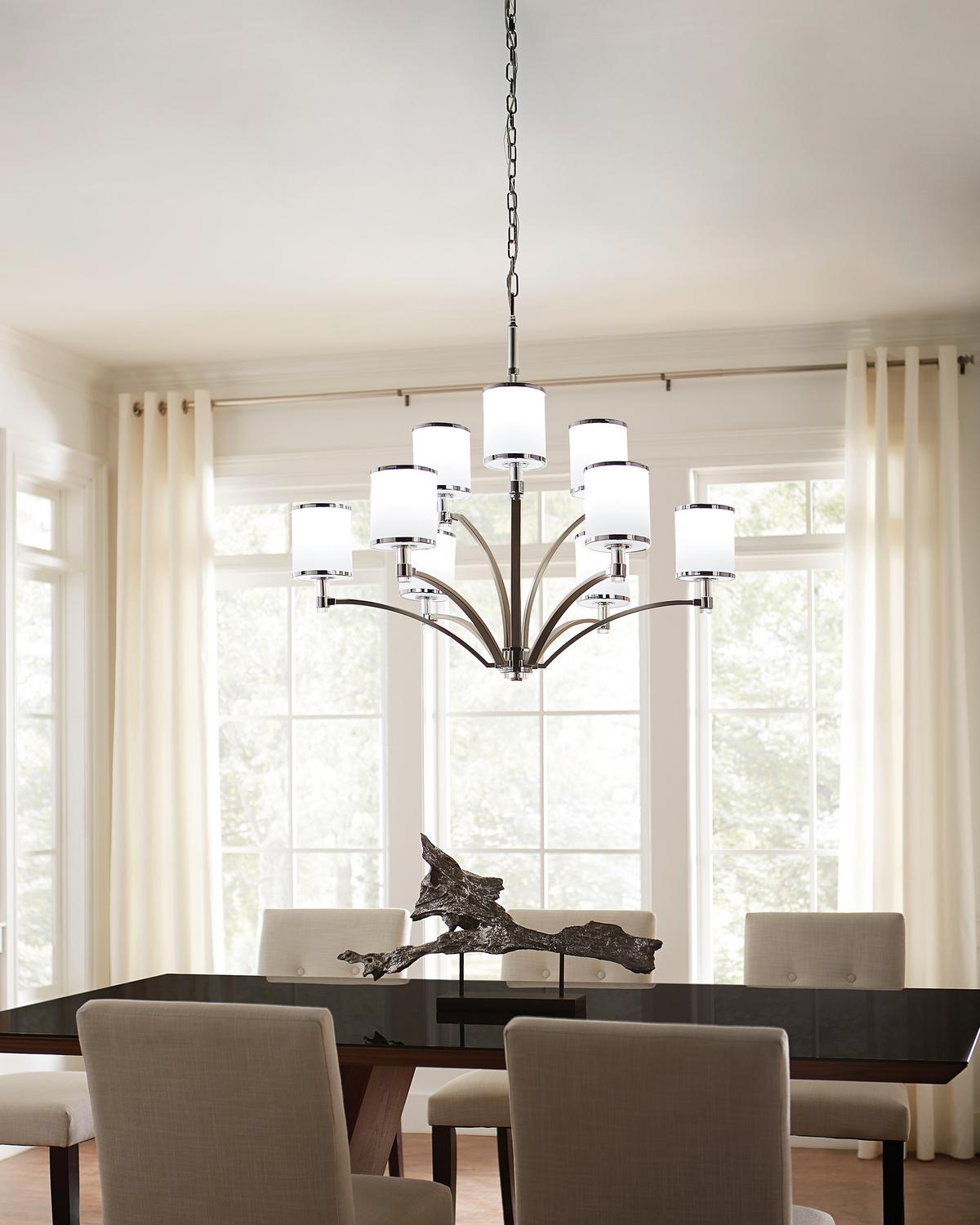 Csillár Fe-Prospect-Park9 - krómszínű/nikkelszínű, Design, üveg/fém (91.7/99.7cm) - Elstead Lighting