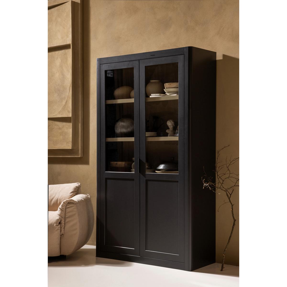 Vitrine Gunnar Schwarz B: 120 Cm - Schwarz, Design, Holz (120/217/48cm) - Livetastic