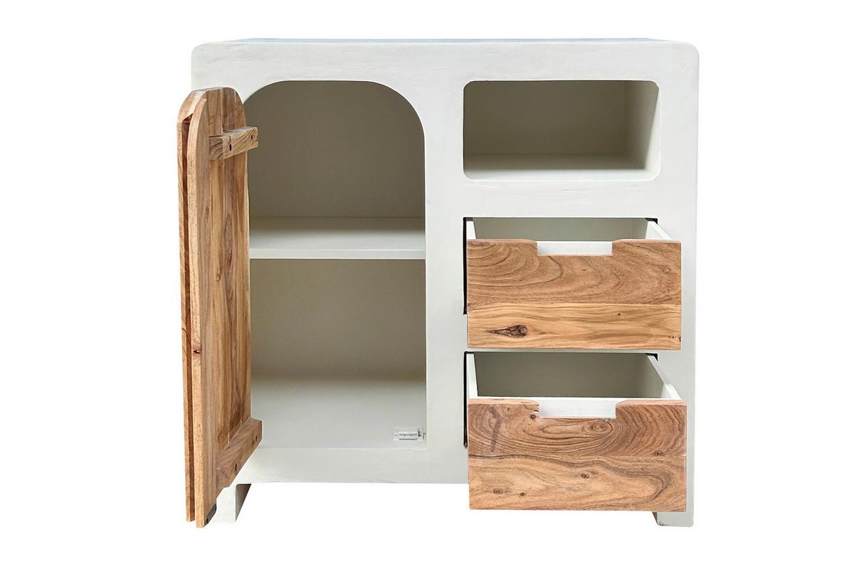 KOMMODE Naturfarben/Weiß B: 80cm - Weiß/Naturfarben, Design, Holz/Holzwerkstoff (80/80/40cm) - MID.YOU