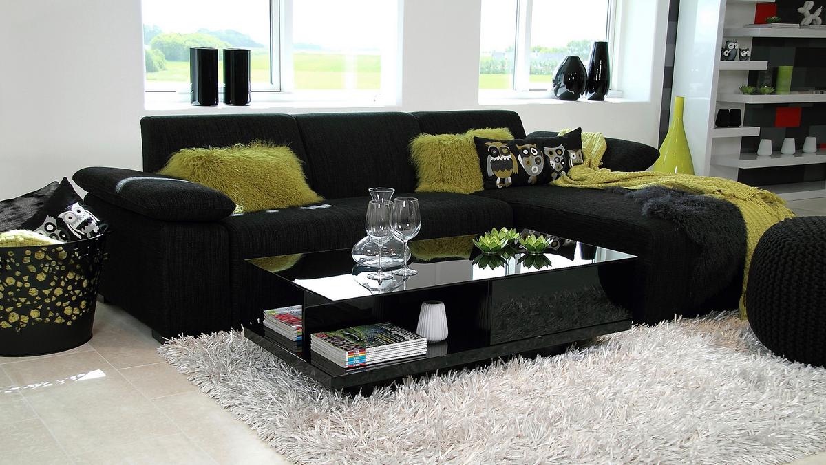Couchtisch Schwarz Hochglanz L: 120 cm - Schwarz Hochglanz/Schwarz, Design, Glas/Holzwerkstoff (120/60/36cm) - Livetastic