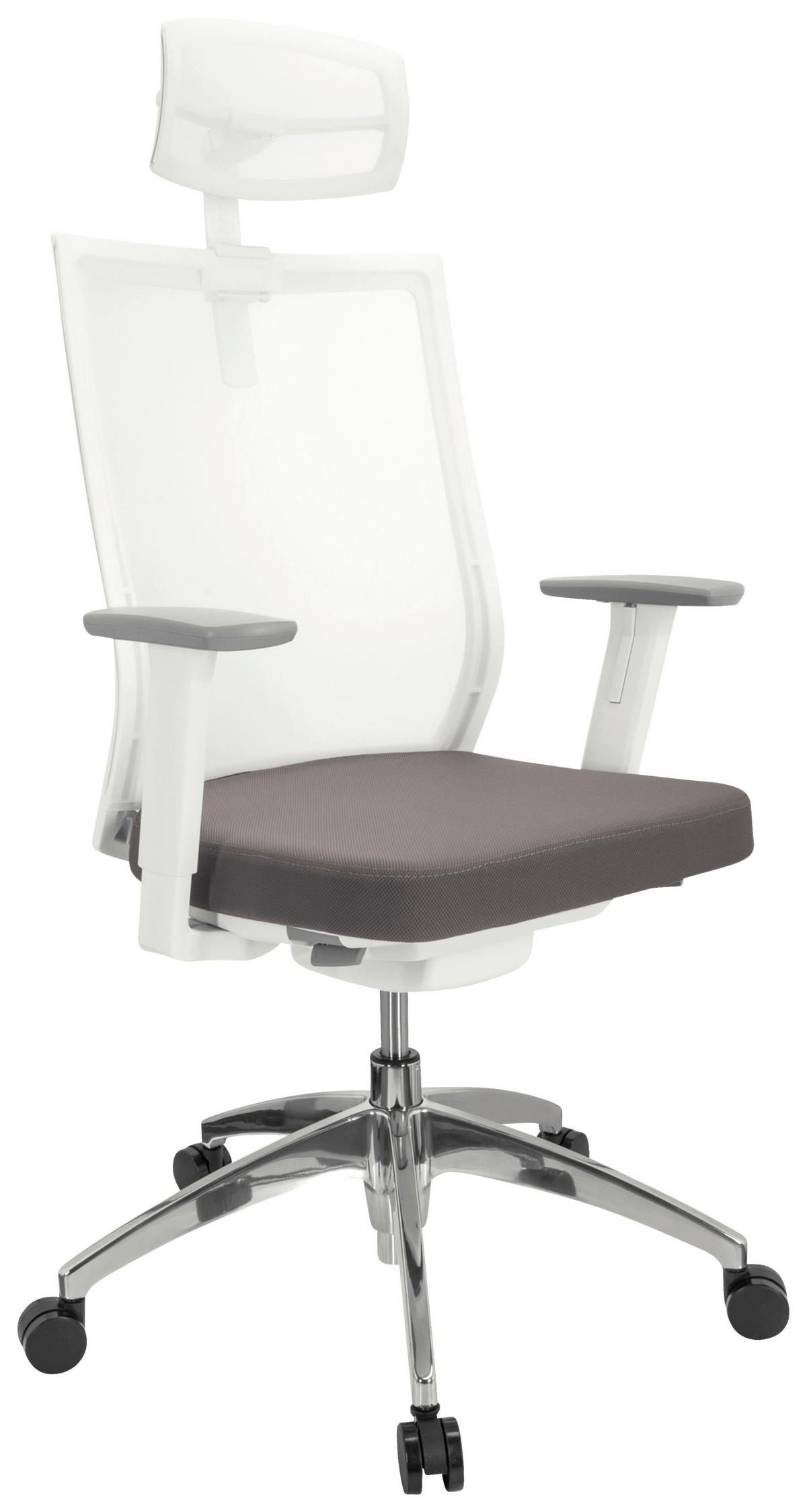 Drehstuhl Aspen White Pro - Silberfarben/Weiß, Basics, Kunststoff/Textil (63/112-122/55cm) - MID.YOU