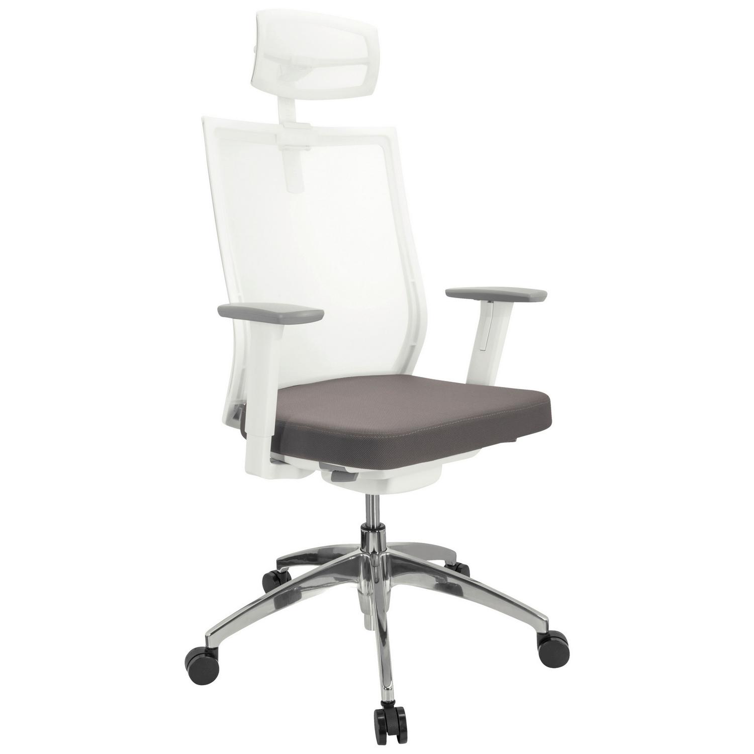 Drehstuhl Aspen White PRO Grau, Weiß 63x112-122x55 cm