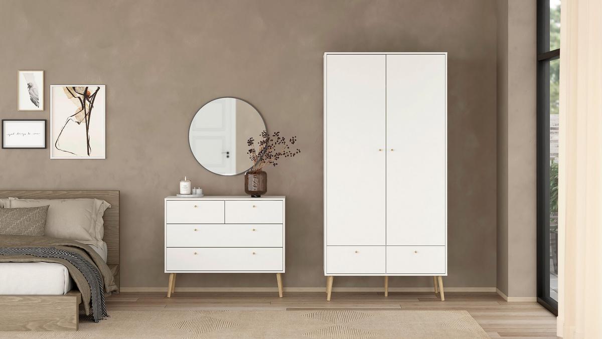 Kommode Bodo Weiß, B: 98,7 cm - Eichefarben/Weiß, Design, Holzwerkstoff (98,7/81,7/39,1cm) - Livetastic