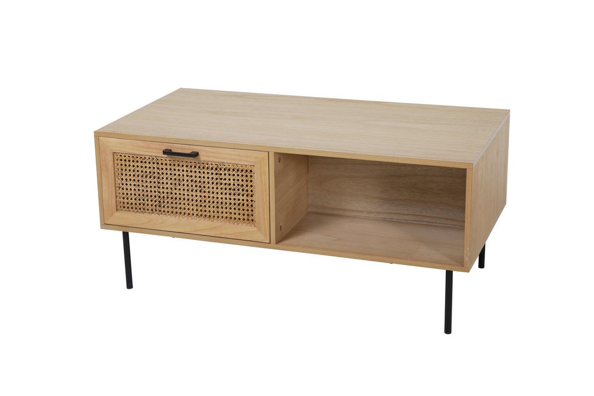 Couchtisch Naturfarben/schwarz B: 110 Cm - Schwarz/Naturfarben, Design, Holz/Holzwerkstoff (110/59/50cm) - Livetastic