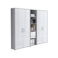 Office Edition B: 212,9 cm Grau/Weiß - Weiß Hochglanz/Grau, MODERN, Holzwerkstoff (212,9/185,6/33cm) - MID.YOU
