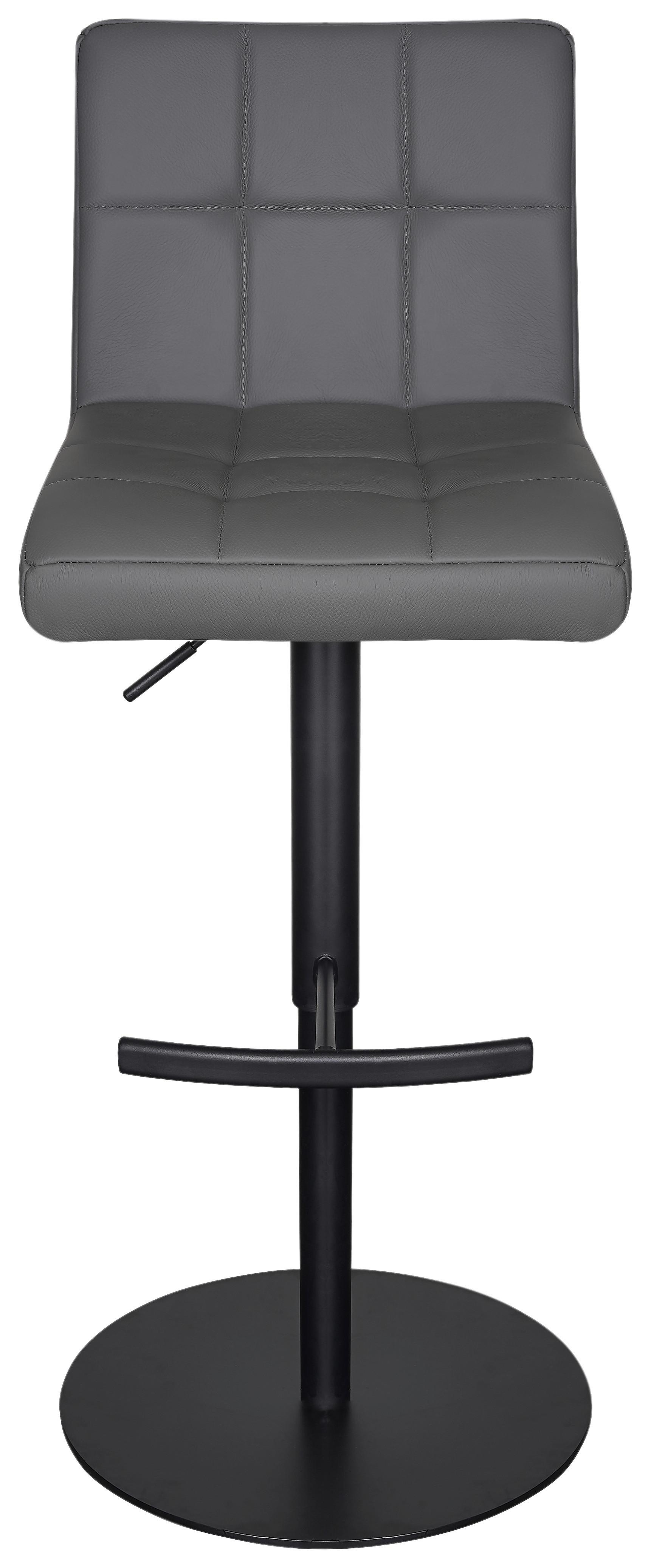 Barhocker Triest Grau B: 43 cm - Schwarz/Grau, MODERN, Leder/Metall (43/92/113/51,5cm) - Livetastic