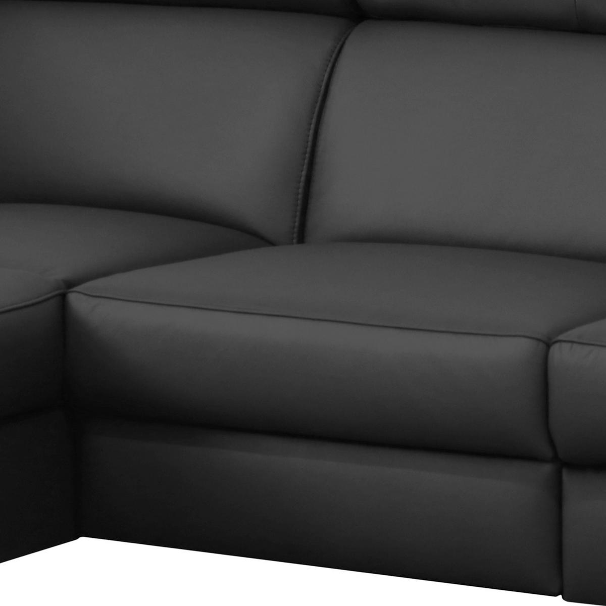 Ecksofa Lince Schwarz S: 197x257 Cm - Chromfarben/Schwarz, Design, Leder/Textil (197/257cm) - Livetastic