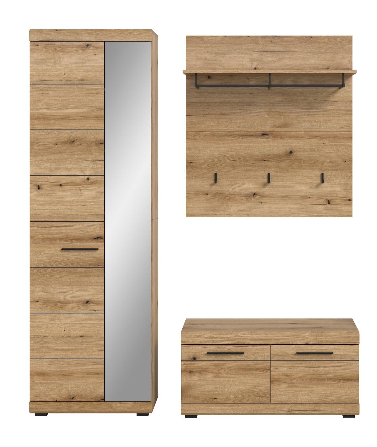 Garderobe Scout 3-Teilig Eiche dunkel B: 167 cm - Eiche dunkel, Design, Holzwerkstoff (167/197/40cm) - Livetastic