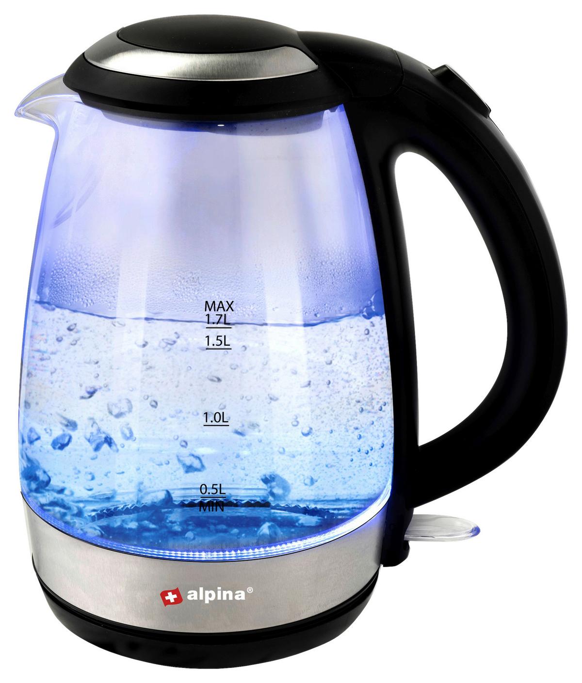 Wasserkocher 18554 Water Kettle - Schwarz, KONVENTIONELL, Glas/Kunststoff (22/15.8/24.7cm) - Alpina 6287