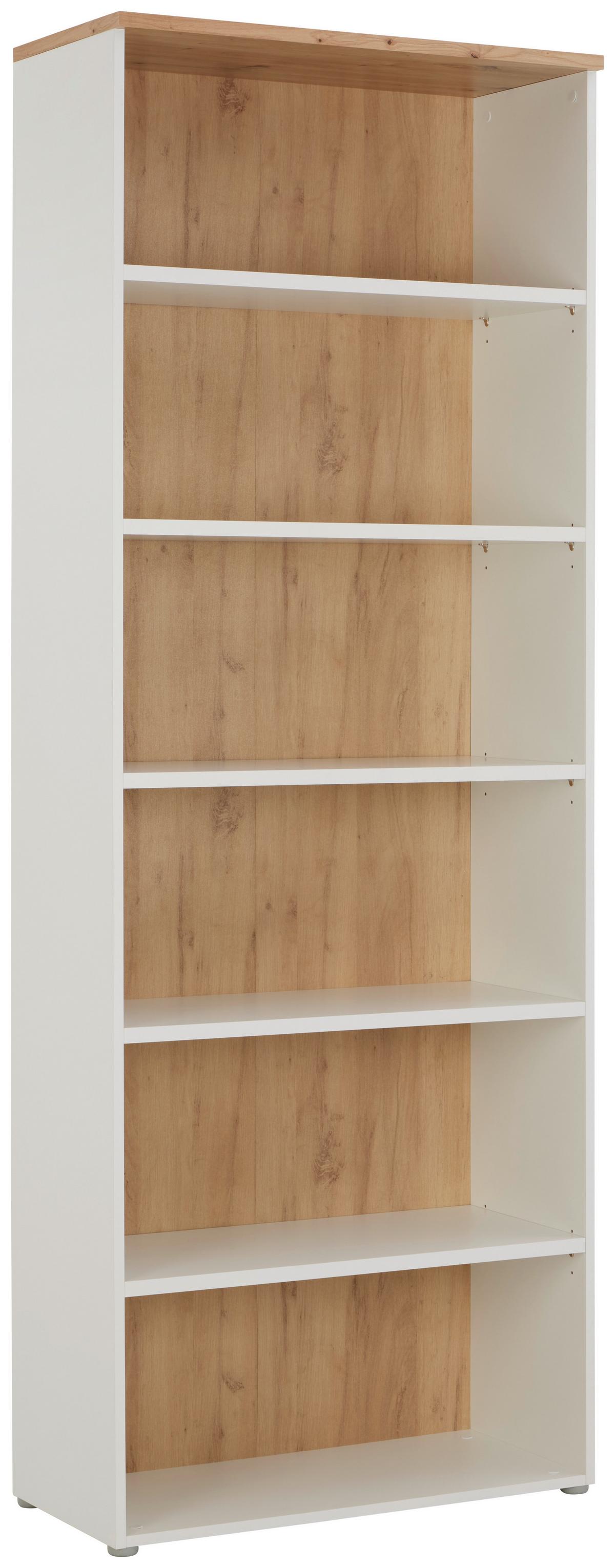 Aktenregal Kontor K2 Eiche Dekor Weiss B: 80 cm - Eichefarben/Weiß, MODERN, Holzwerkstoff (80/220/38cm)