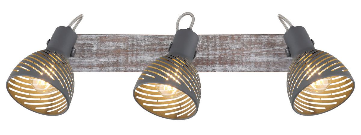 Spotlámpa 54661-3 - natúr/kék, Basics, fa/fém (54/12,5/25cm) - Globo