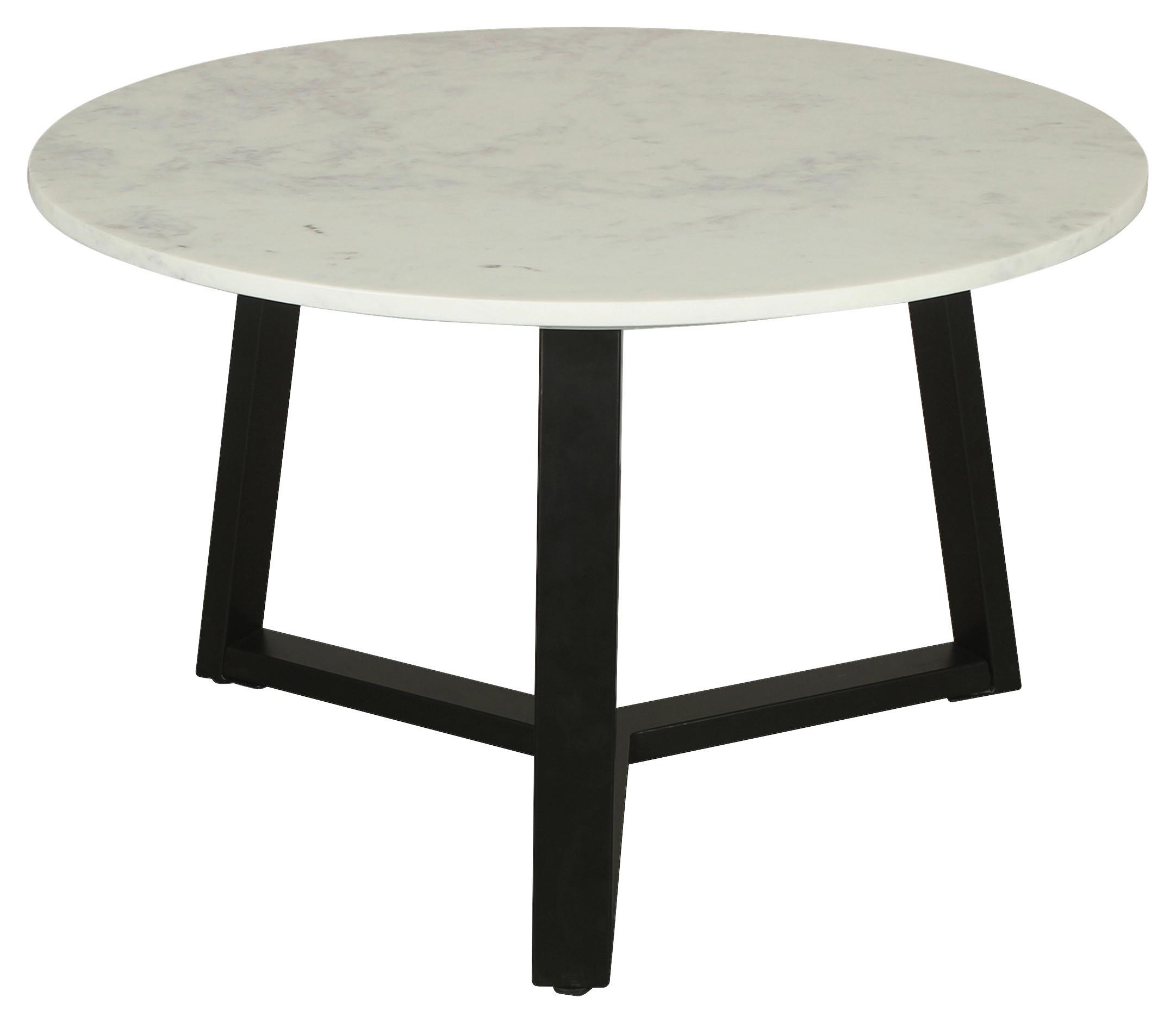 Couchtisch Cross Weiß/schwarz D: 75 Cm - Schwarz/Weiß, Design, Stein/Metall (75/46/75cm) - MID.YOU