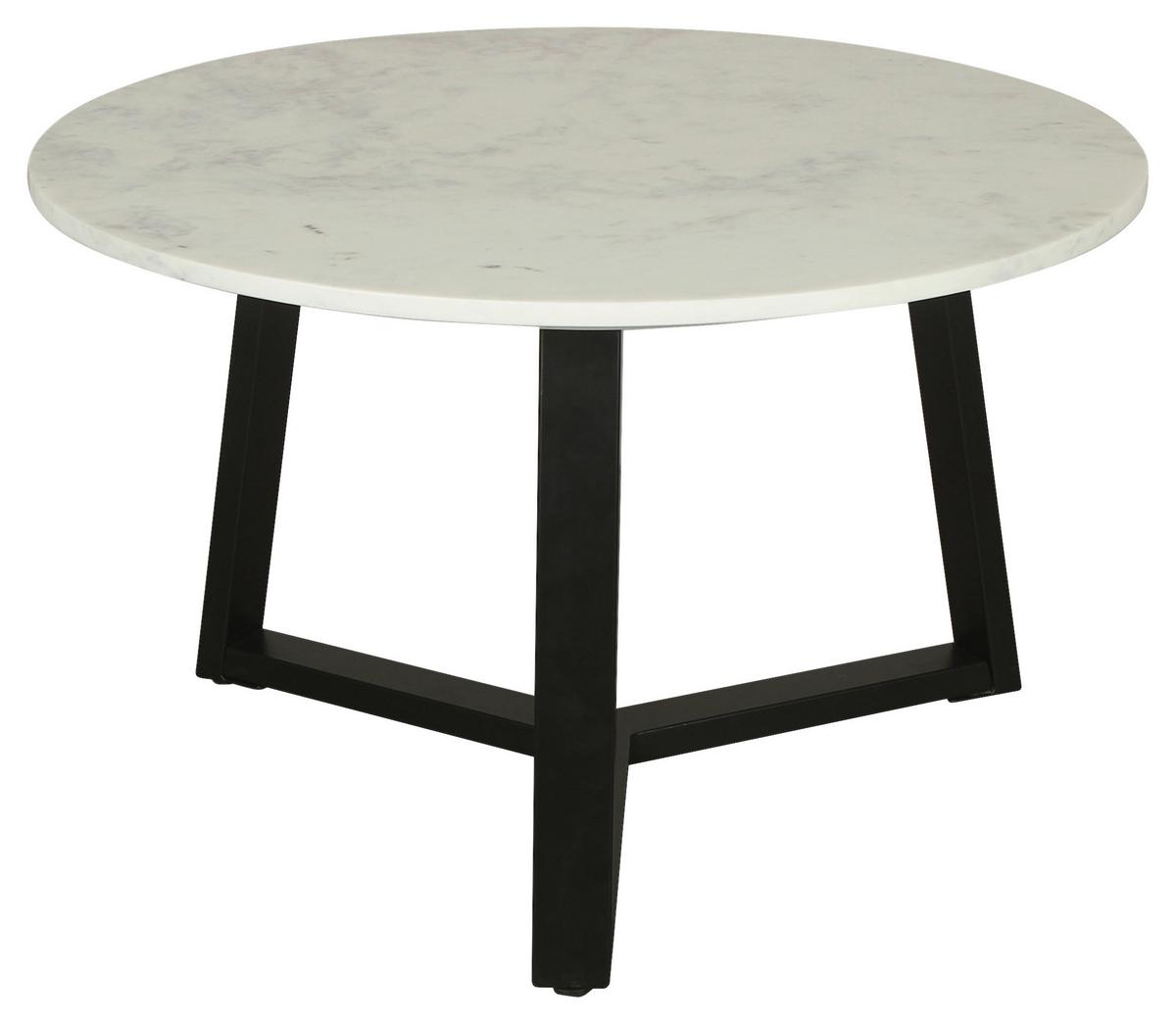 Couchtisch Cross Weiß/schwarz D: 75 Cm - Schwarz/Weiß, Design, Stein/Metall (75/46/75cm) - MID.YOU