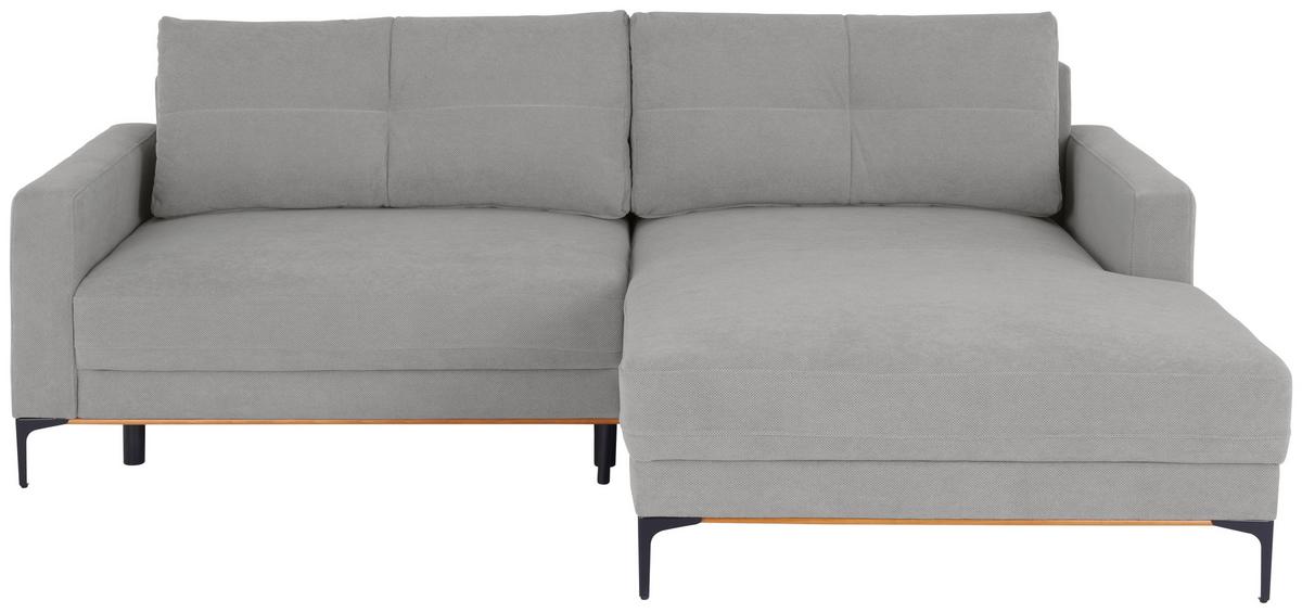 Ecksofa Bergamo - Hellgrau/Schwarz, MODERN, Textil (238/162cm) - Ondega