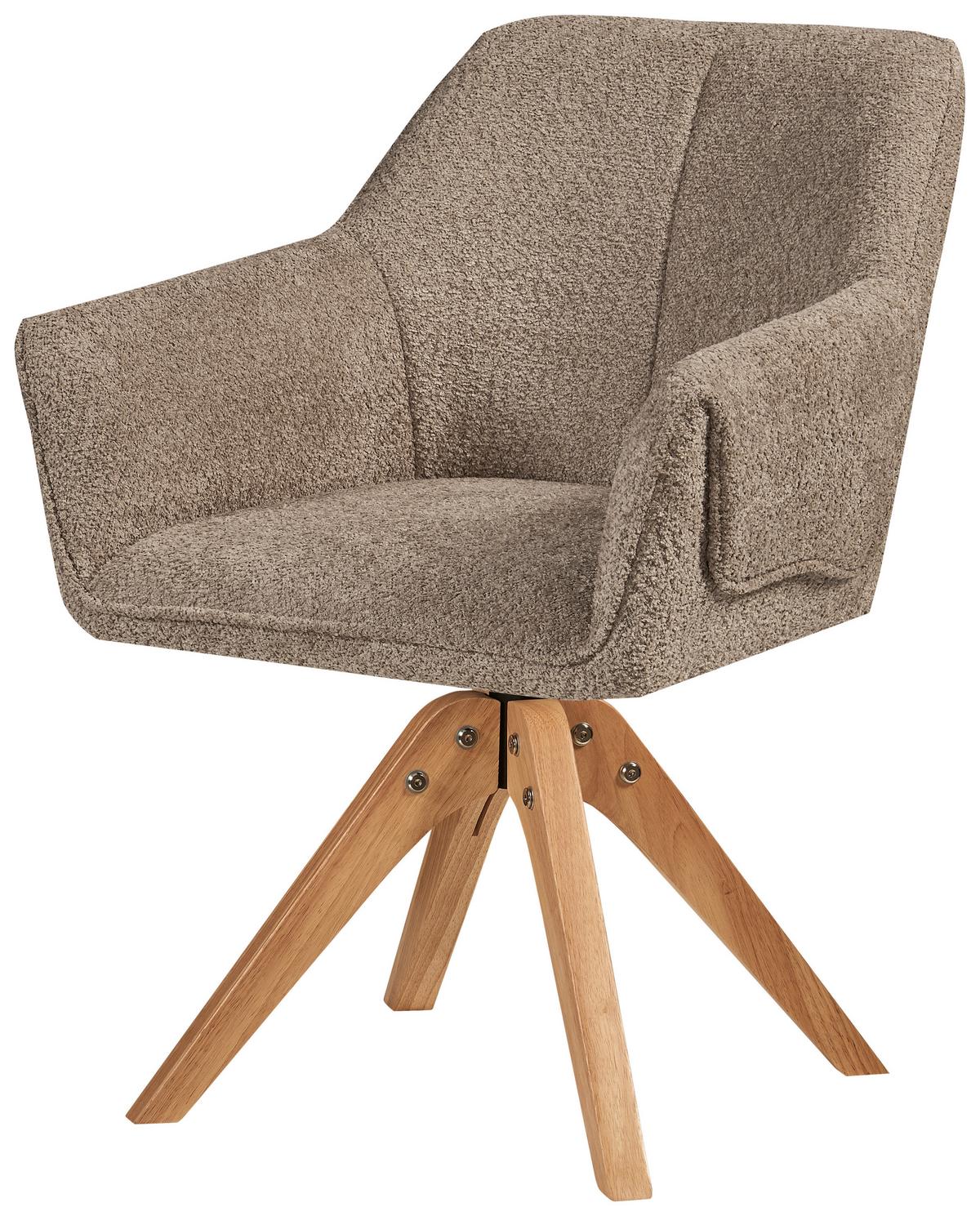 Armlehnstuhl Dian Taupe Gepolstert - Taupe, MODERN, Holz/Textil (60/86,5/63,5cm) - Kayoom