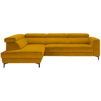 Rohová sedačka EMMA, levá, žlutá,op.hl.,USB,el.výsuv - černá/žlutá, Moderní, textil (210/301cm) - Premium Living