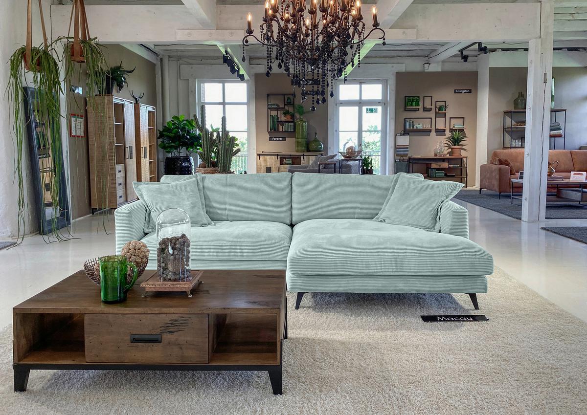 Ecksofa Macau, Mintgrün S: 270x140 cm - Schwarz/Mintgrün, LIFESTYLE, Textil (270/140cm) - Livetastic