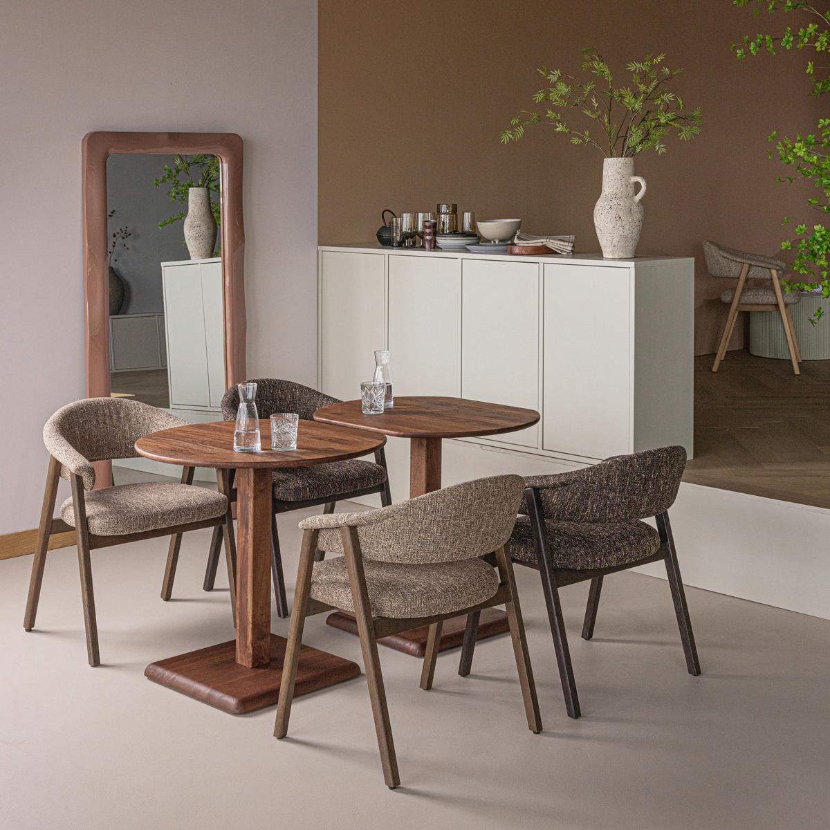 ARMLEHNSTUHL-SET Tunar Braun 2-teilig - Braun, MODERN, Holz/Textil (60/77/60cm) - Livetastic