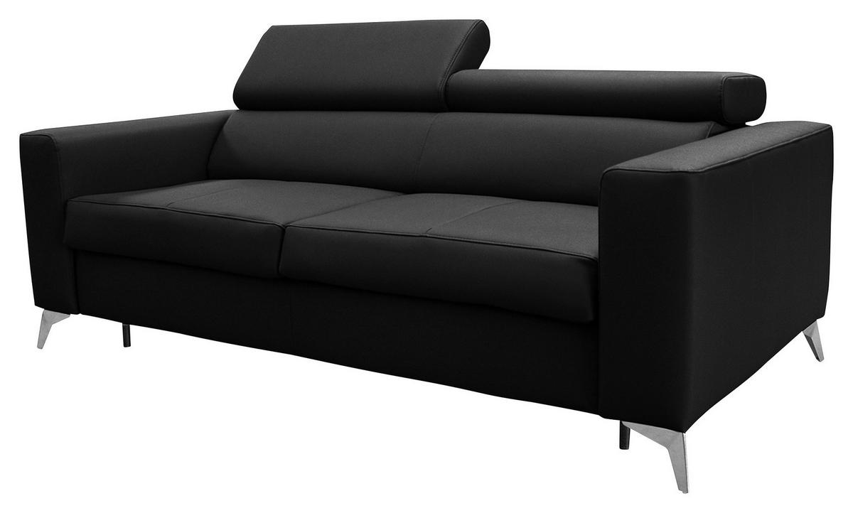 Schlafsofa Mondo, Schwarz B: 206 cm - Silberfarben/Schwarz, Design, Leder/Textil (206/95/101cm) - Livetastic