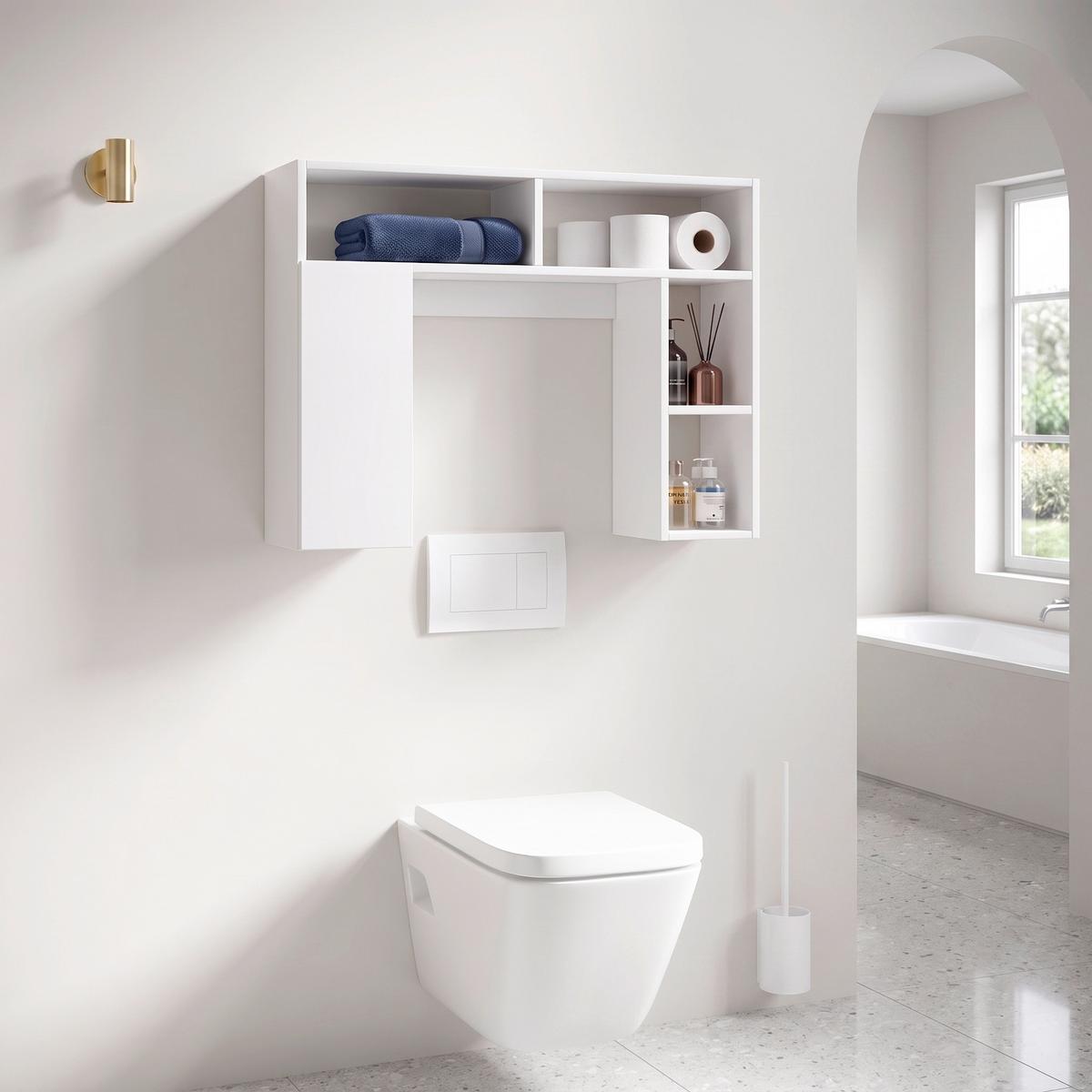 BADEZIMMERREGAL TINOLI S - Weiß, MODERN, Holzwerkstoff (76/61/20cm) - MID.YOU