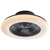 Deckenventilator Opal/schwarz Led-Leuchte Fernbedienung - Opal/Schwarz, Basics, Kunststoff/Metall (52,5/17,5cm) - Globo