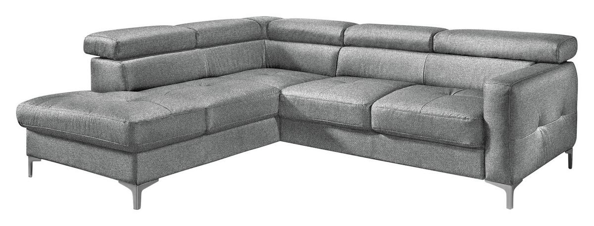 Ecksofa Sammy Grau - Chromfarben/Grau, Design, Textil (207/242cm) - Livetastic