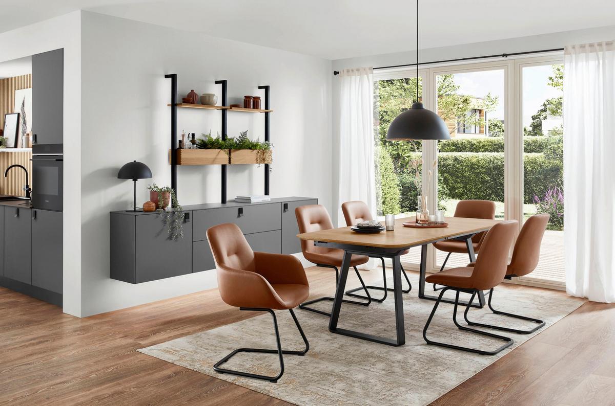 STOLIČKA S PODRÚČKAMI SWING-CHA - čierna/koňaková, Basics, kov/textil (62/89/61cm) - Celina Home