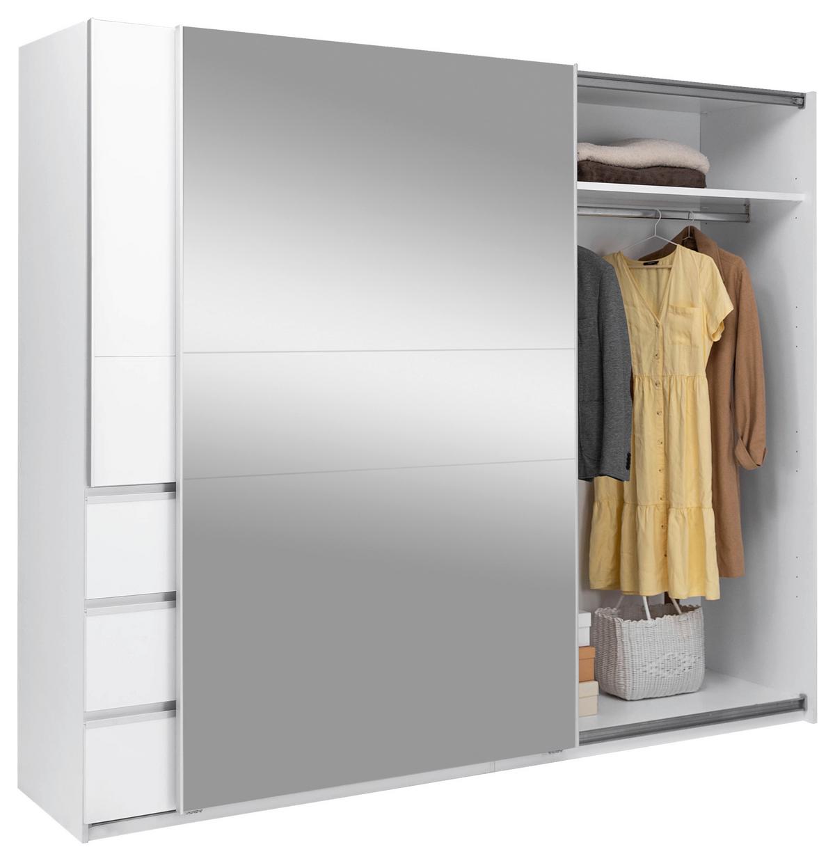 SCHIEBETÜRENSCHRANK Wilma Weiß B: 250cm - Weiß, MODERN, Holzwerkstoff (250/210/61,5cm) - P & B