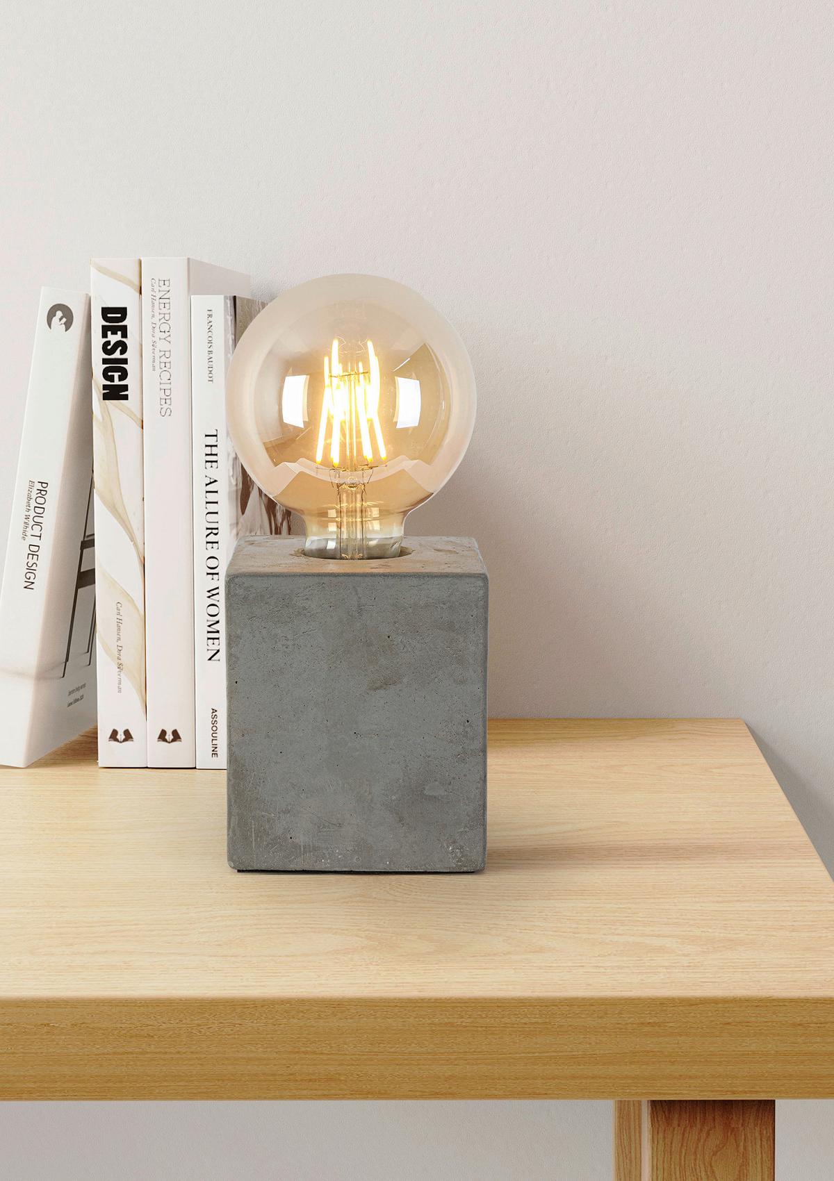 STOLNÁ LAMPA STON - čierna/sivá, Modern, plast/kameň (9,5/9,5/11cm) - Mömax