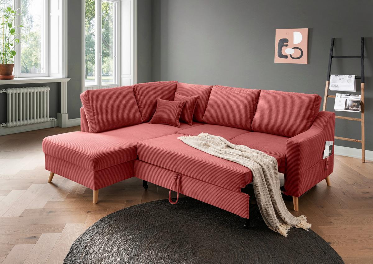 Ecksofa Valentina Koralle S: 200x230 Cm - Koralle/Naturfarben, MODERN, Textil (200/230cm) - Livetastic