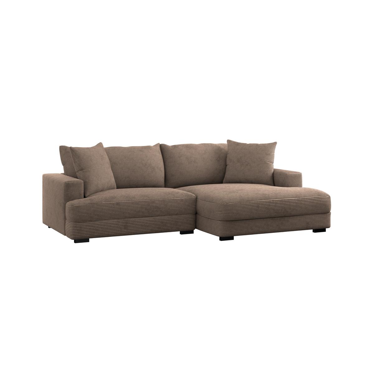Ecksofa Pelle m. Kissen beigebraun Cord 265x180cm - Beigebraun/Schwarz, MODERN, Textil (265/180cm)
