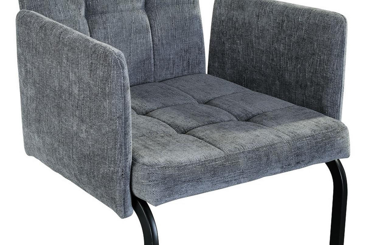 Armlehnstuhl Bordal - Hellgrau/Schwarz, MODERN, Textil/Metall (52/91/59,5cm) - MID.YOU