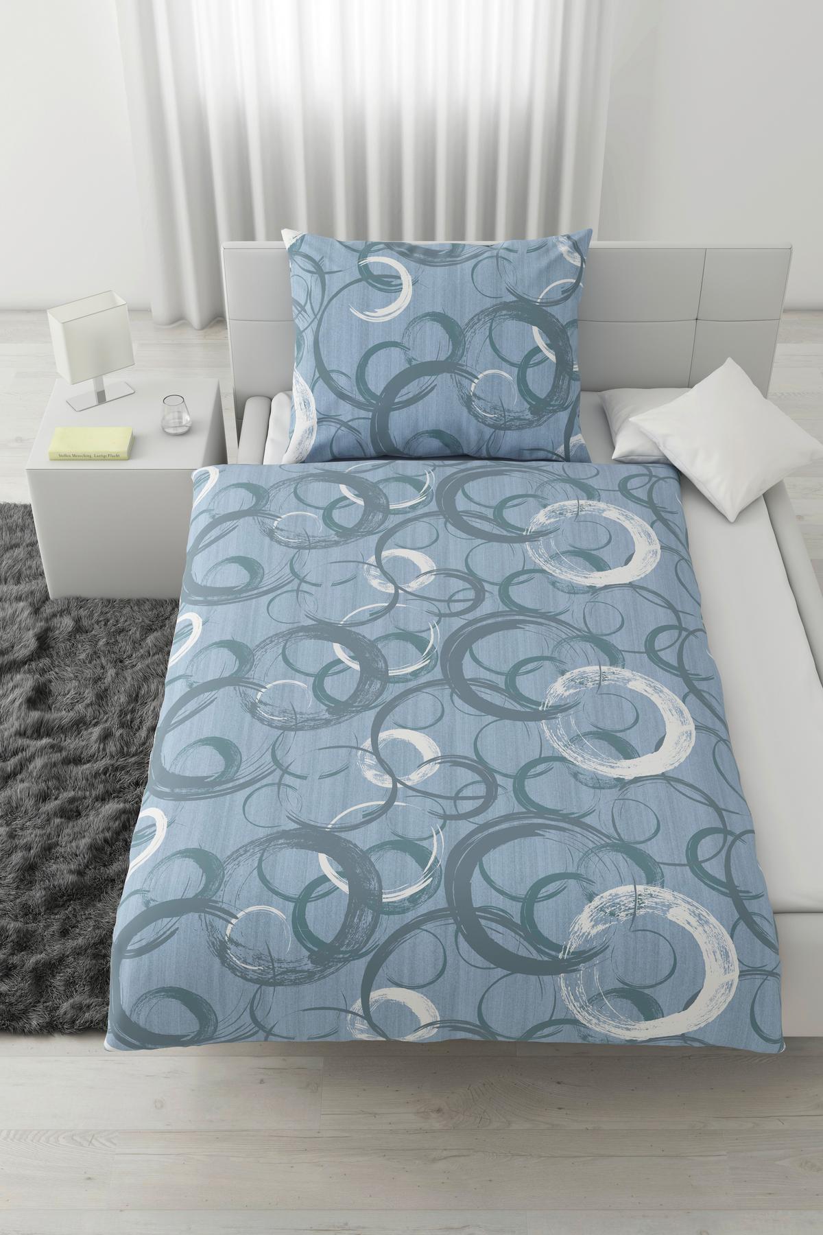 POVLEČENÍ NEW CIRCLES - modrá, textil (140/200cm) - Modern Living