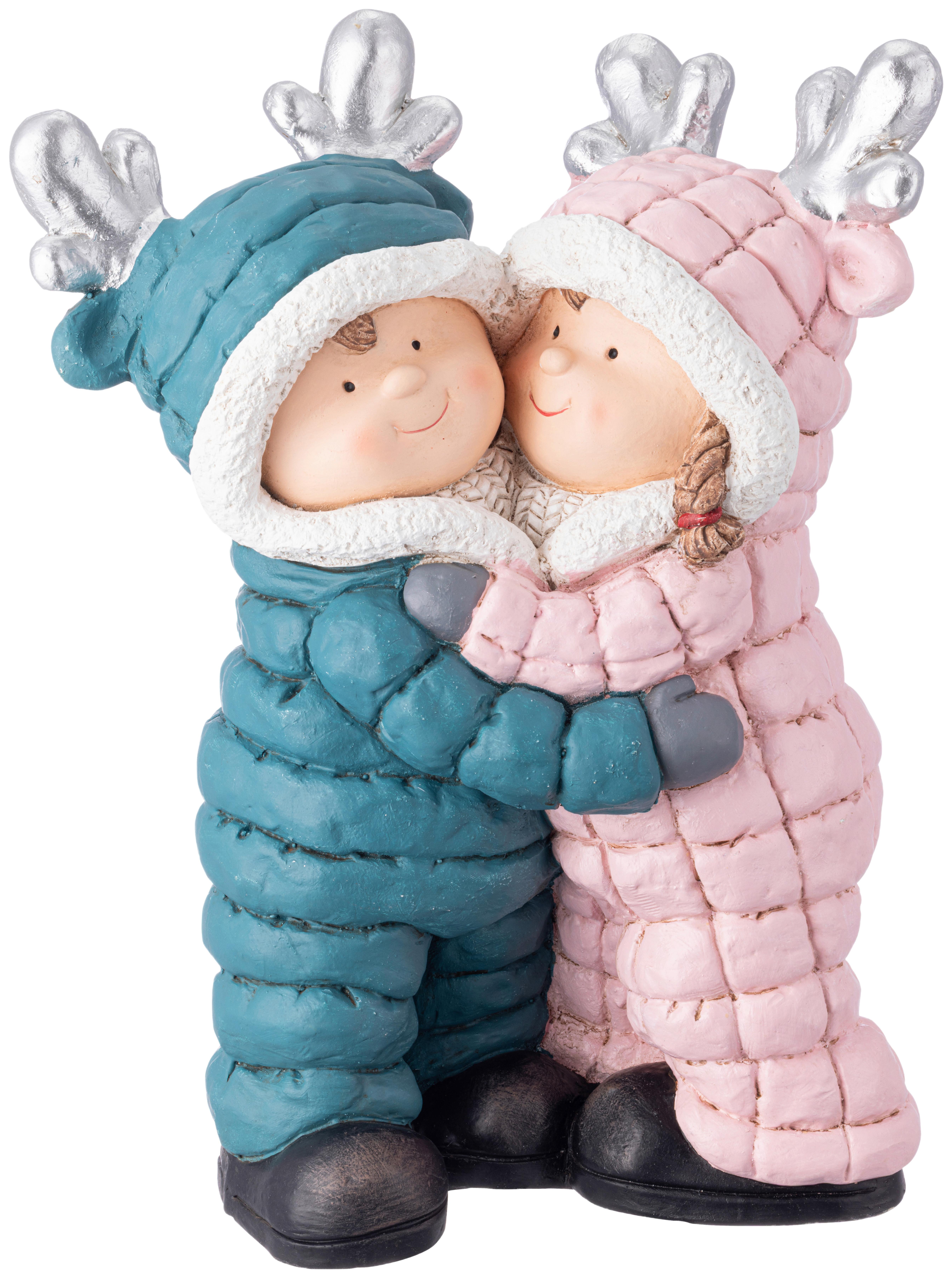 DEKOFIGUR KIND MARA -PAZ- - Pink/Silberfarben, KONVENTIONELL, Stein (31/20/42cm) - Luca Bessoni