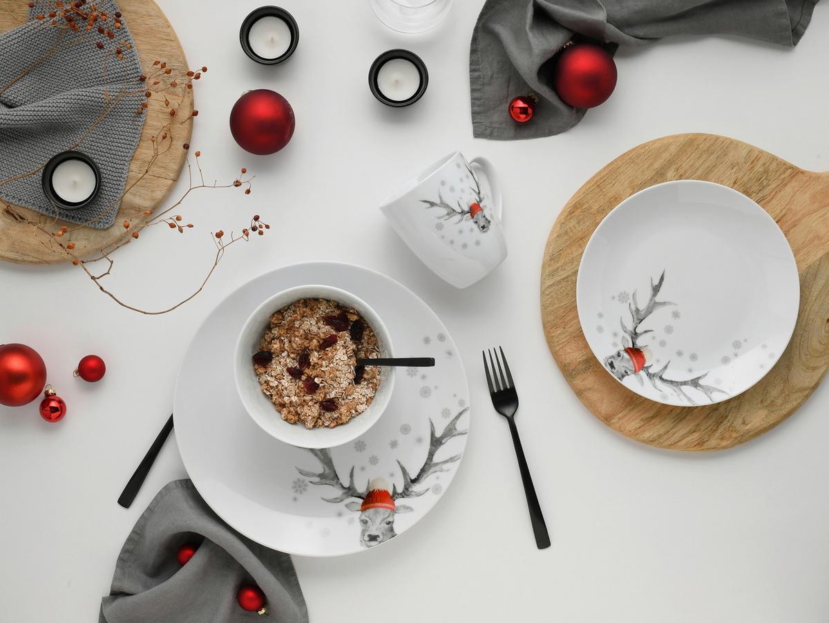 Kombiservice Luna Hirsch 16--Teilig., Weiß - Weiß, Basics, Keramik - Creatable
