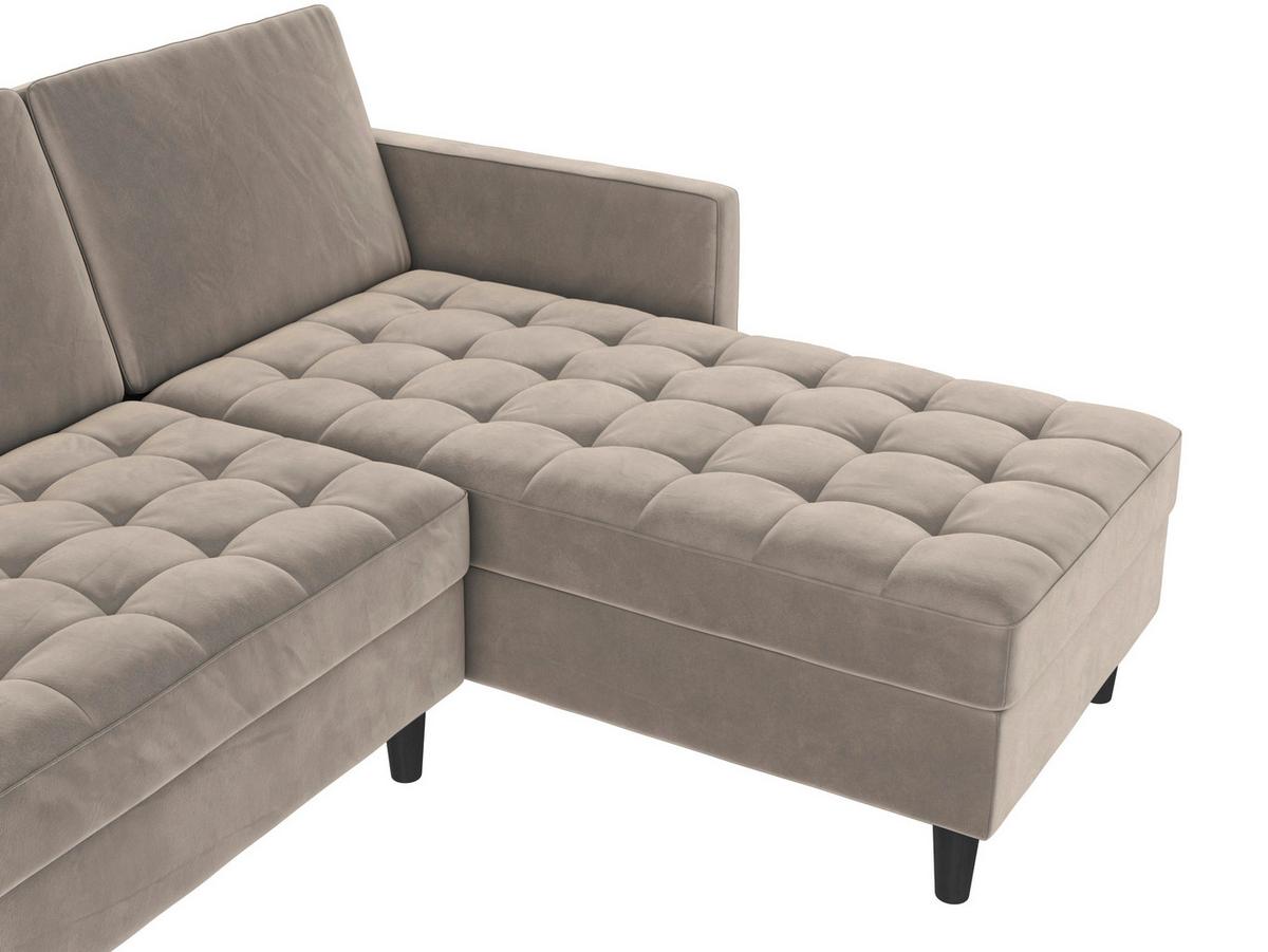 Ecksofa Palermo Taupe, mit Stauraum - Taupe/Schwarz, Basics, Textil (213/154cm) - Livetastic