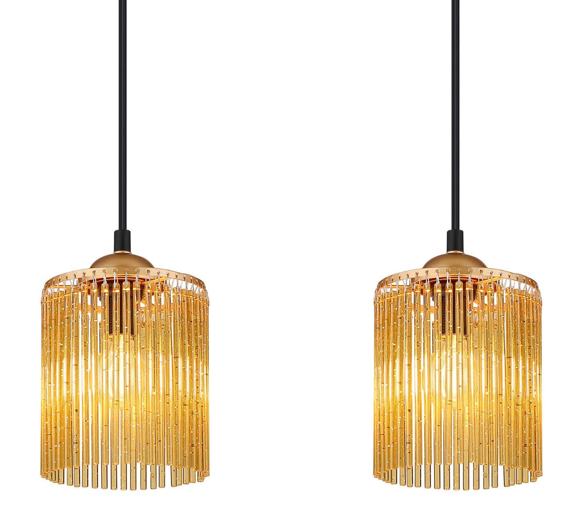 Hängeleuchte Exkl. E14, 40w - Goldfarben/Schwarz, Design, Kunststoff/Metall (87/12/133cm) - Globo