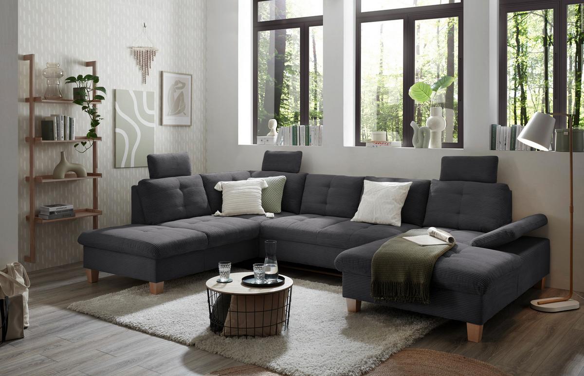 Wohnlandschaft Ascot Anthrazit U: 220x324x170 Cm - Eichefarben/Anthrazit, KONVENTIONELL, Textil (220/324/170cm) - MID.YOU