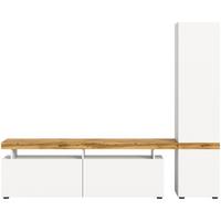 Wohnwand Jam Eiche Wotan Dekor B: 235cm - Eiche Wotan/Schwarz, Design, Holzwerkstoff (235/190/30cm) - MID.YOU