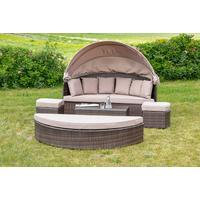 Gartenmuschel Riva Metall/ Kunststoff/Textil verstellbar - Taupe/Braun, KONVENTIONELL, Kunststoff/Textil (180/88/183cm) - Gardenson