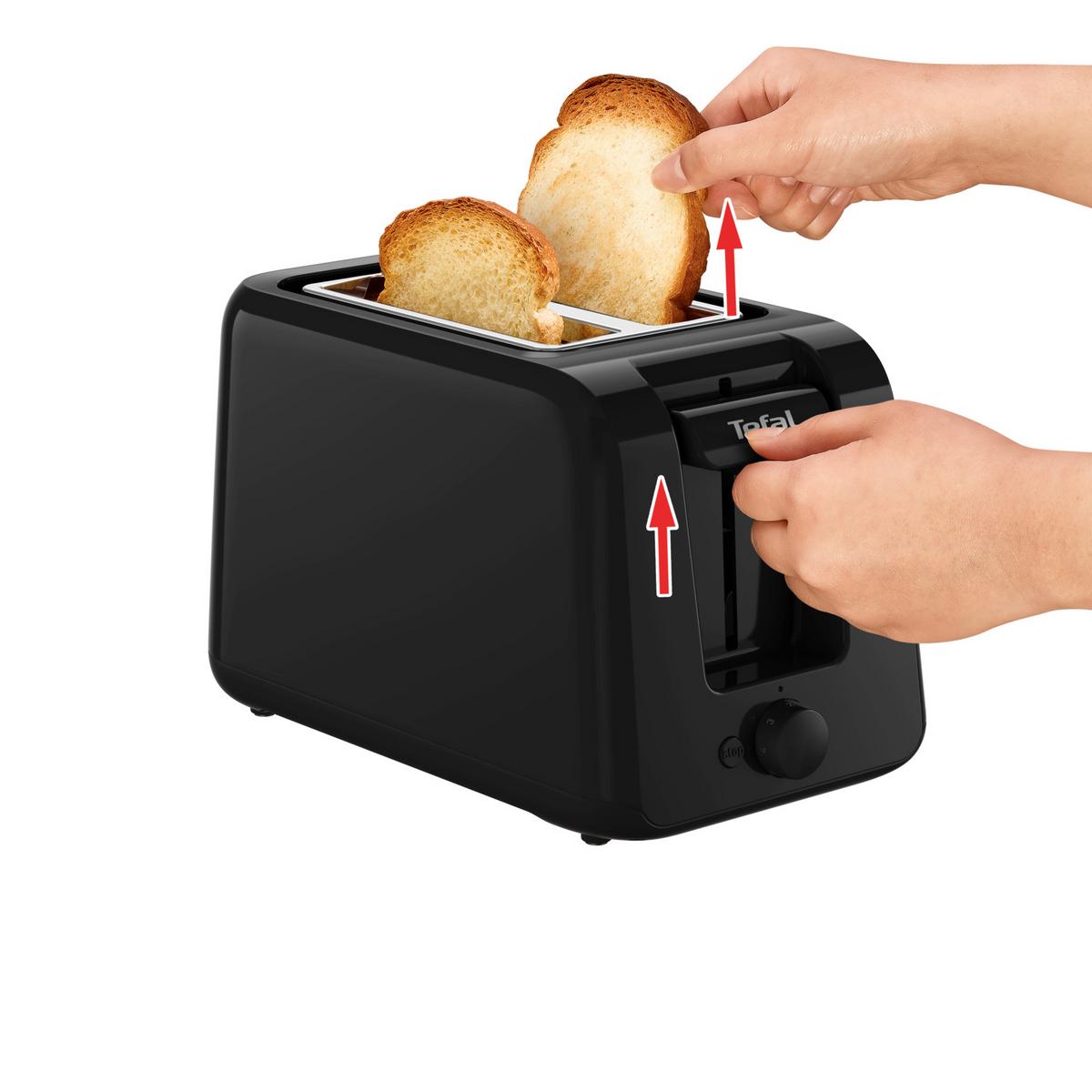 TOASTER Schwarz, 850W, 2 Schlitze - Schwarz, Basics, Kunststoff (30,4/17,4/18,2cm) - Tefal