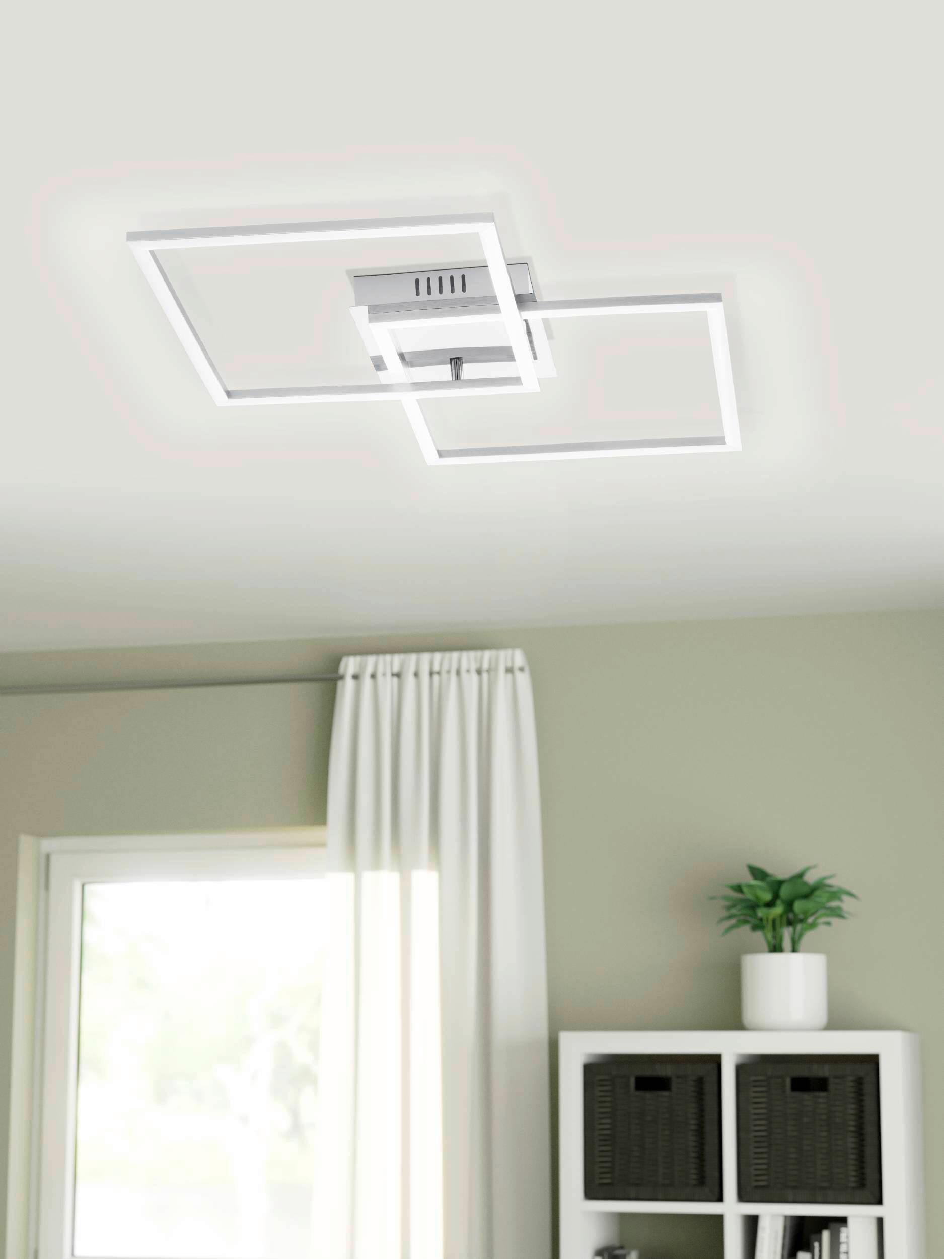 Deckenleuchte 75538 Palmaves 1 Weiss - Weiß/Nickelfarben, Basics, Kunststoff/Metall (66,5/41,5/6cm) - Eglo