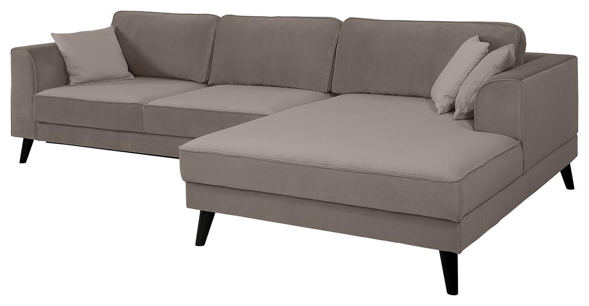 Ecksofa Lumber Jack Taupe Velours 308x167cm - Taupe/Wengefarben, MODERN, Textil (308/167cm) - Trendmanufaktur