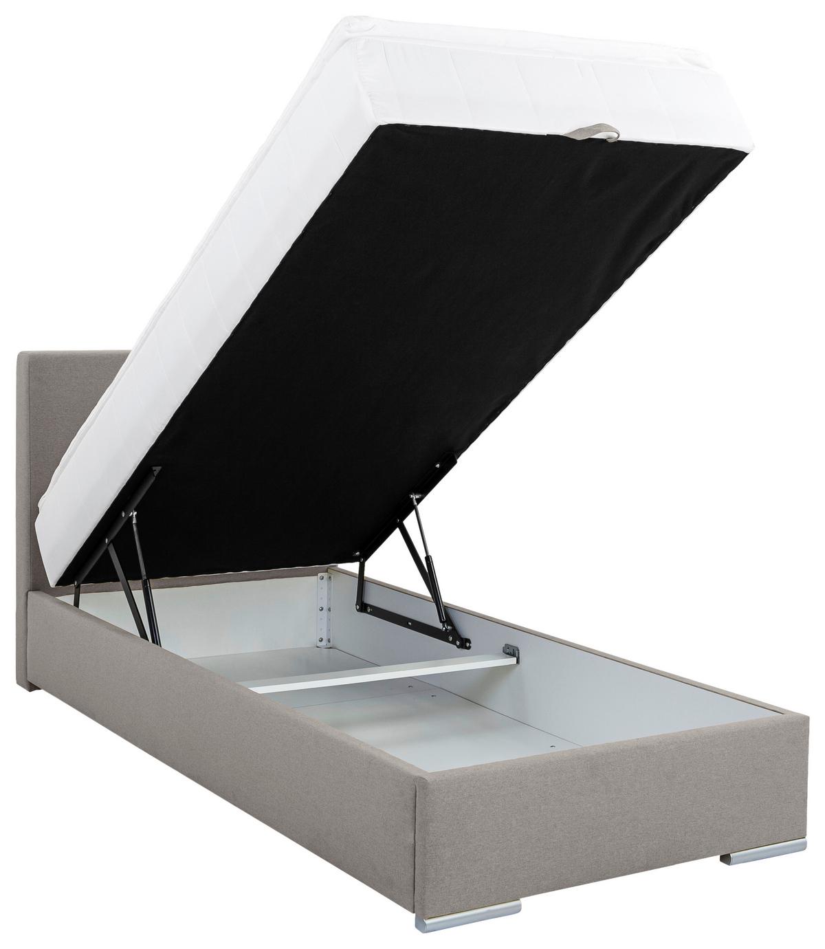 Čalúnená posteľ COSI 100x200 cm, sivohnedá - svetlohnedá/chrómová, Konventionell, kov/drevo (100/200cm)