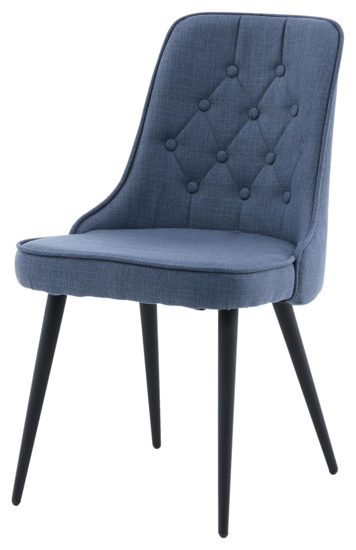 Stuhl-Set Velvet Deluxe - Blau/Schwarz, Design, Kunststoff/Textil (50/88.5/66cm) - Livetastic