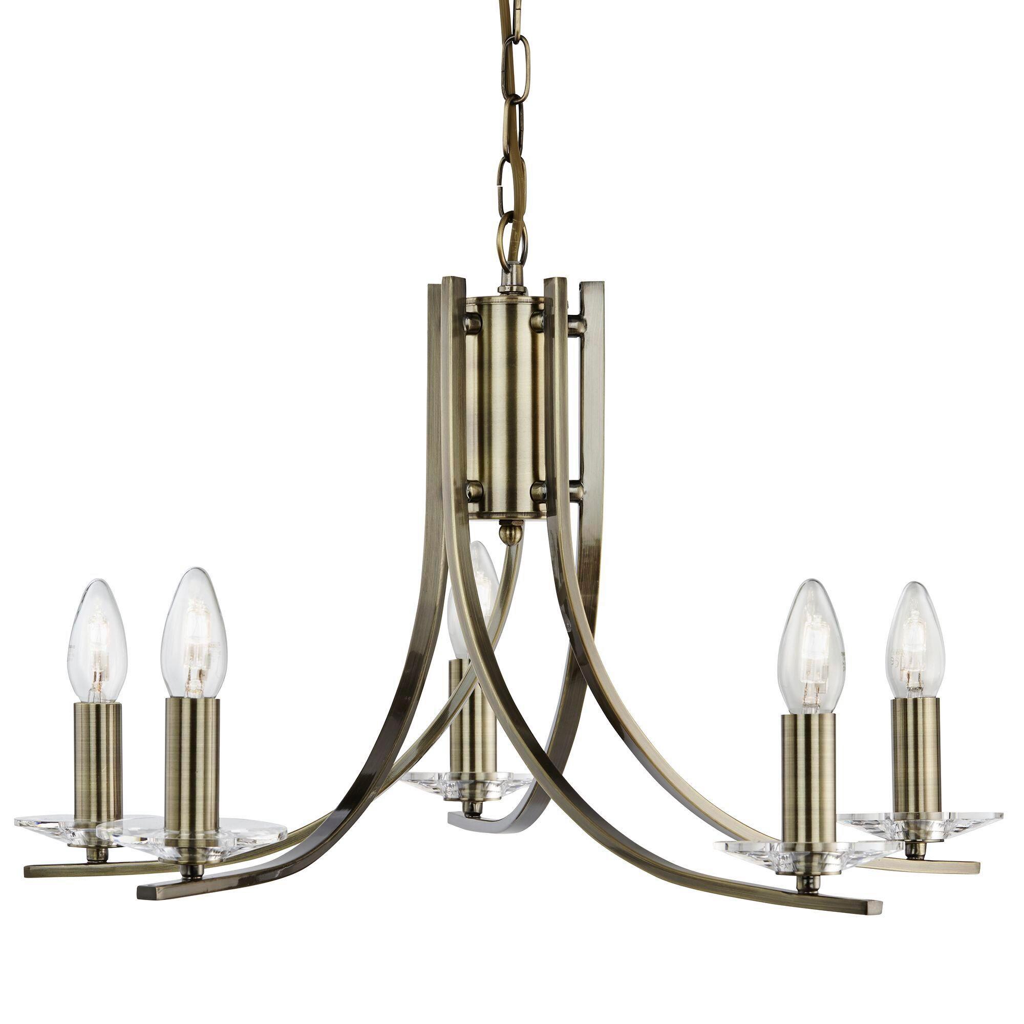 Kronleuchter 4165-5ab Ascona - Messingfarben, KONVENTIONELL, Glas/Metall (62/90cm)