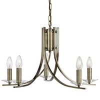 Kronleuchter 4165-5ab Ascona - Messingfarben, KONVENTIONELL, Glas/Metall (62/90cm)