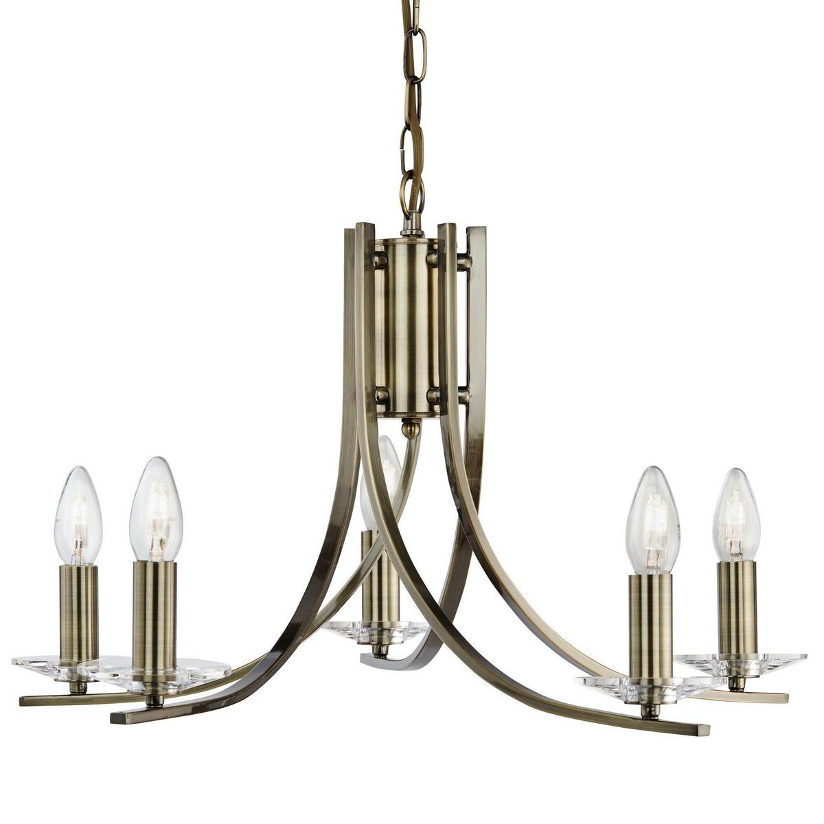 Kronleuchter 4165-5ab Ascona - Messingfarben, KONVENTIONELL, Glas/Metall (62/90cm)